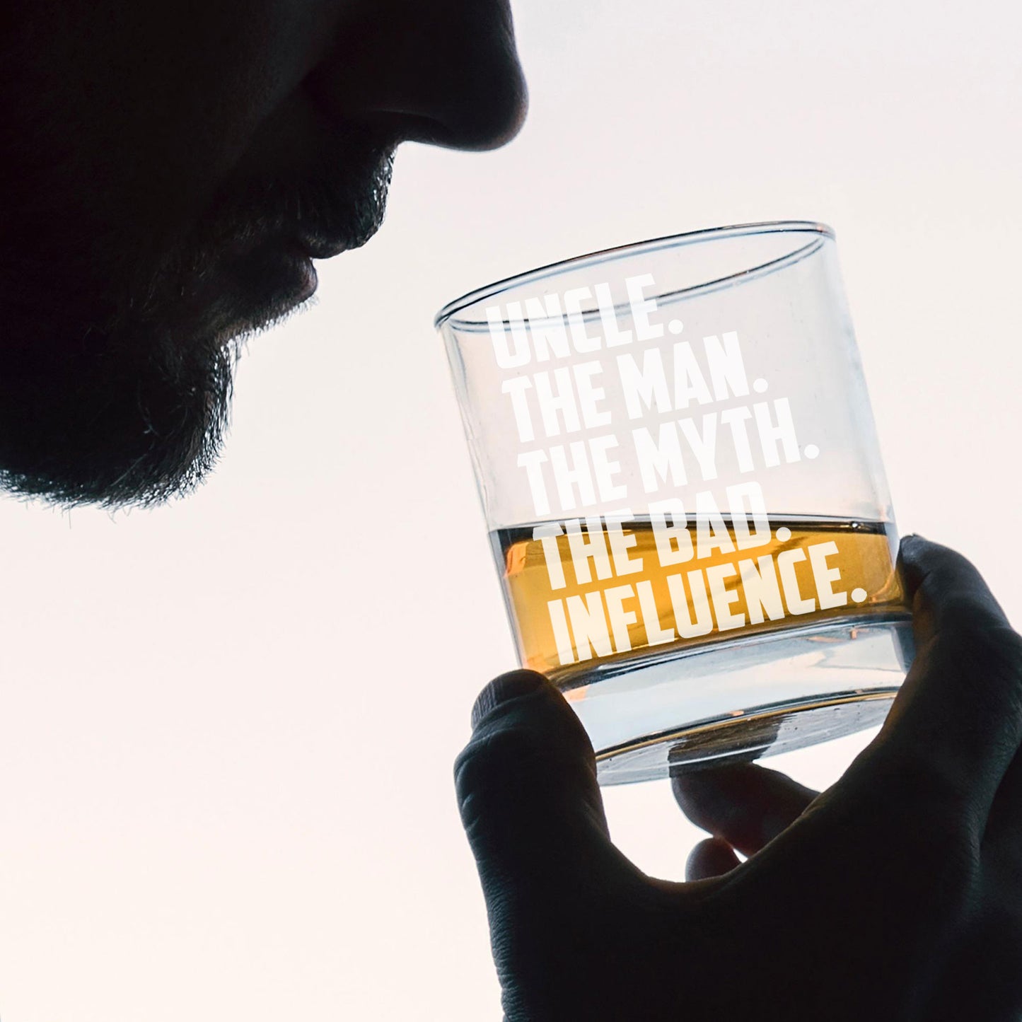 Uncle, The Man, The Myth, The Bad Influence Engraved Whisky Glass and/or Coaster Set  - Always Looking Good -   