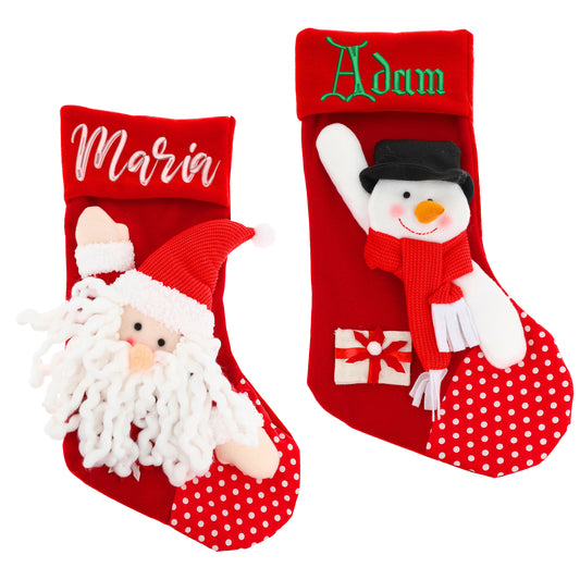 Embroidered Personalised 3D Christmas Stocking With Santa Or Snowman  - Always Looking Good -   