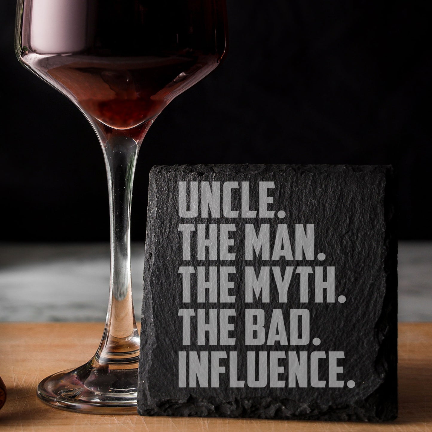 Uncle, The Man, The Myth, The Bad Influence Engraved Whisky Glass and/or Coaster Set  - Always Looking Good -   