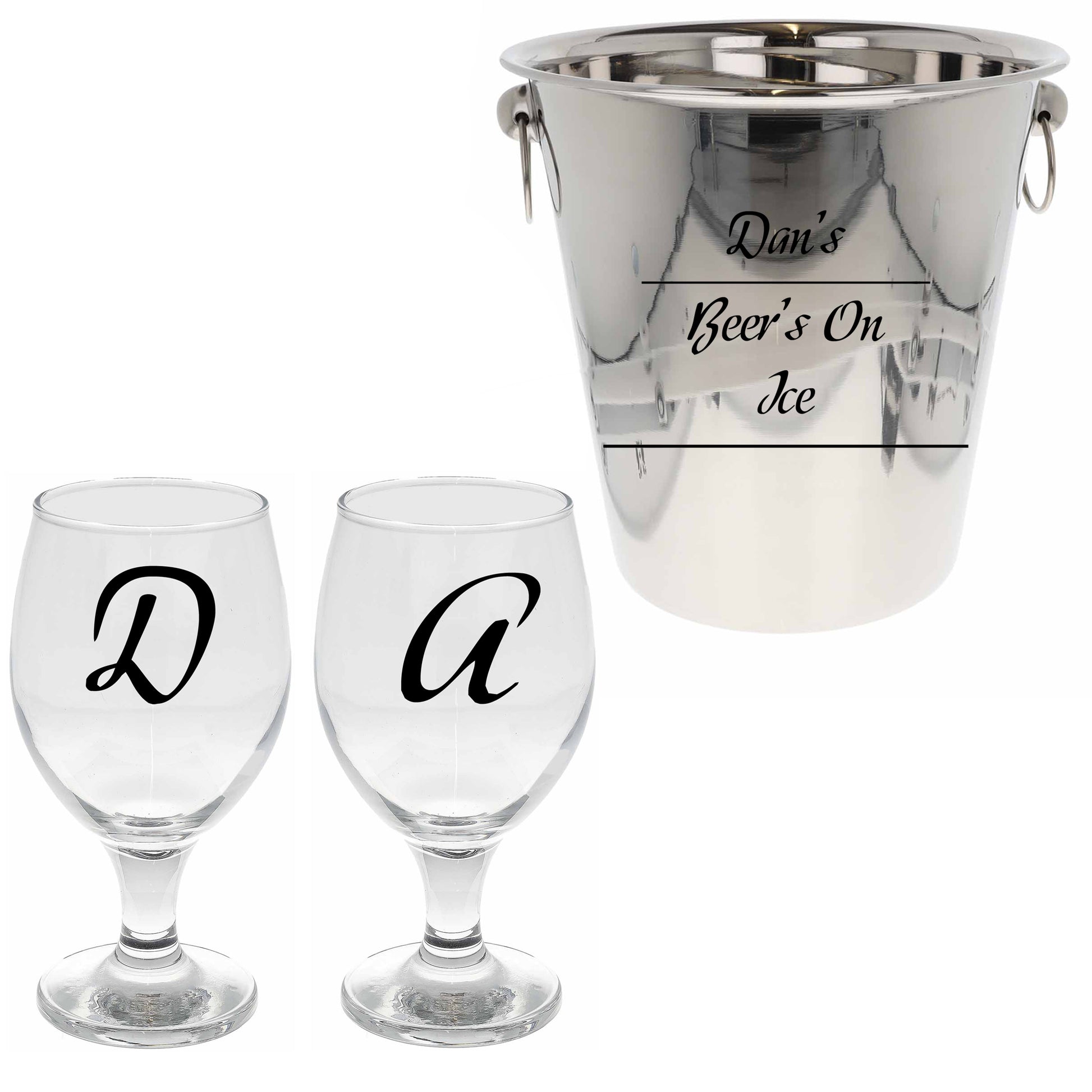 Personalised Drinks on Ice Bucket With matching Champagne or Beer Glasses  - Always Looking Good - Ice Bucket with Beer Glasses  