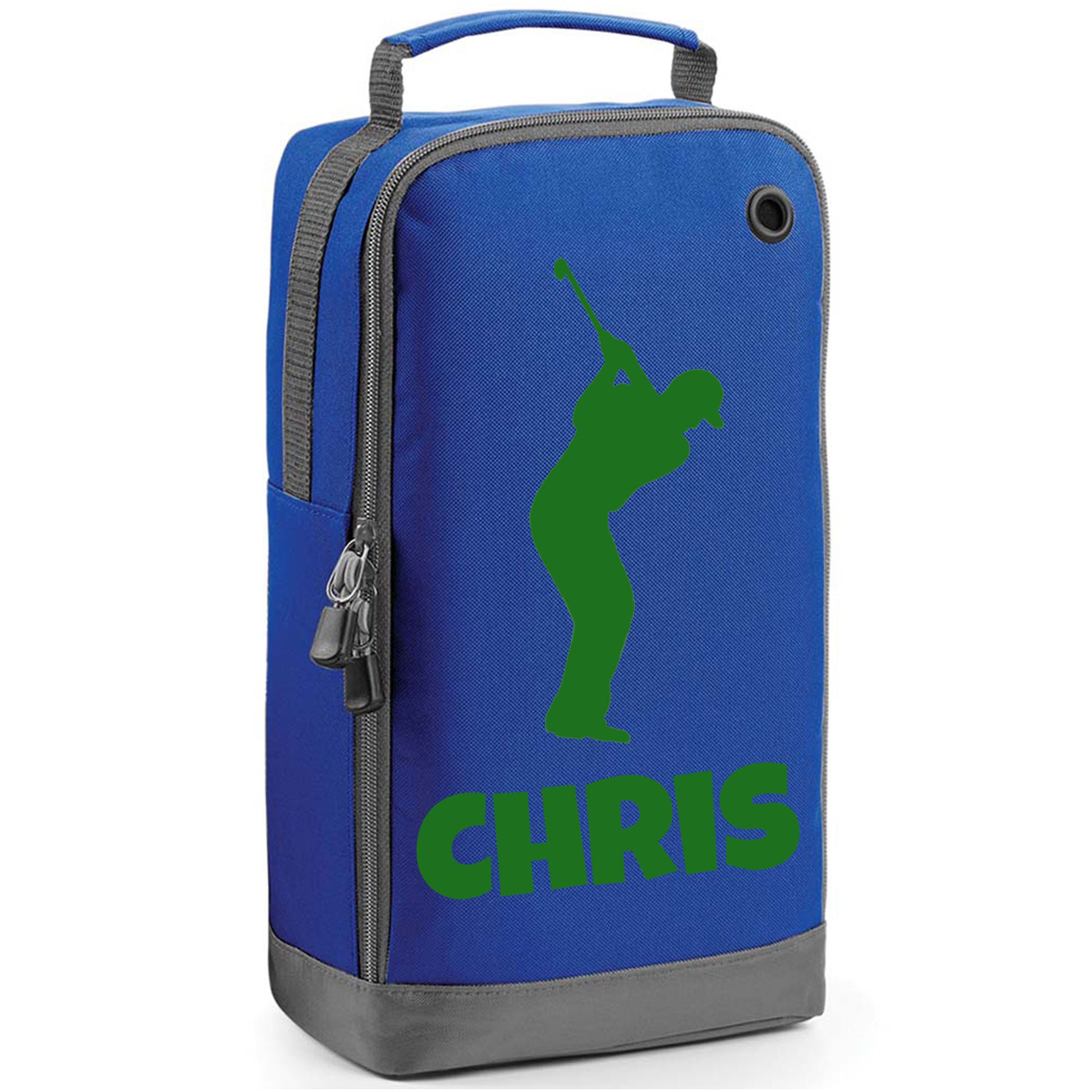 Personalised Golf Shoe Bag with Male Golfer & Name or Initials  - Always Looking Good - Royal Blue  