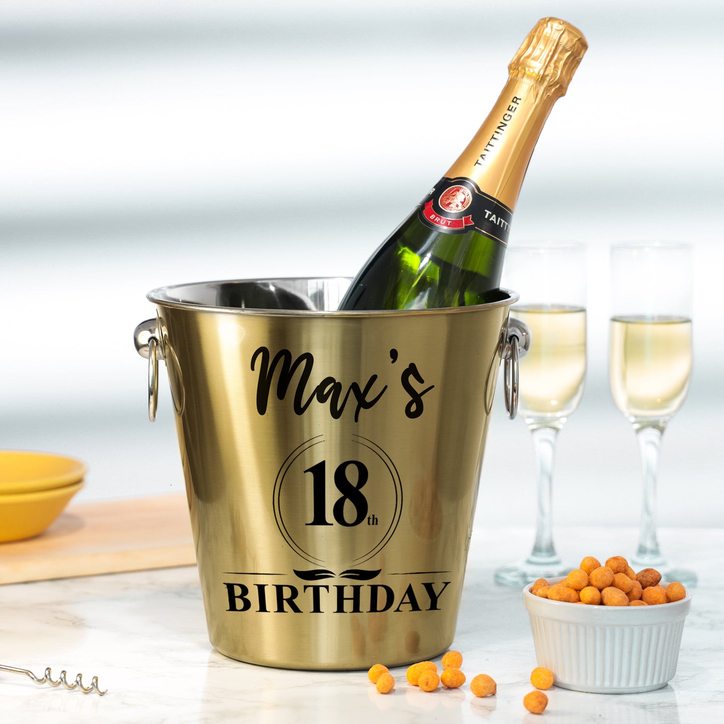 Personalised Gold Ice bucket 18th Birthday and Glass Gift with Name  - Always Looking Good -   