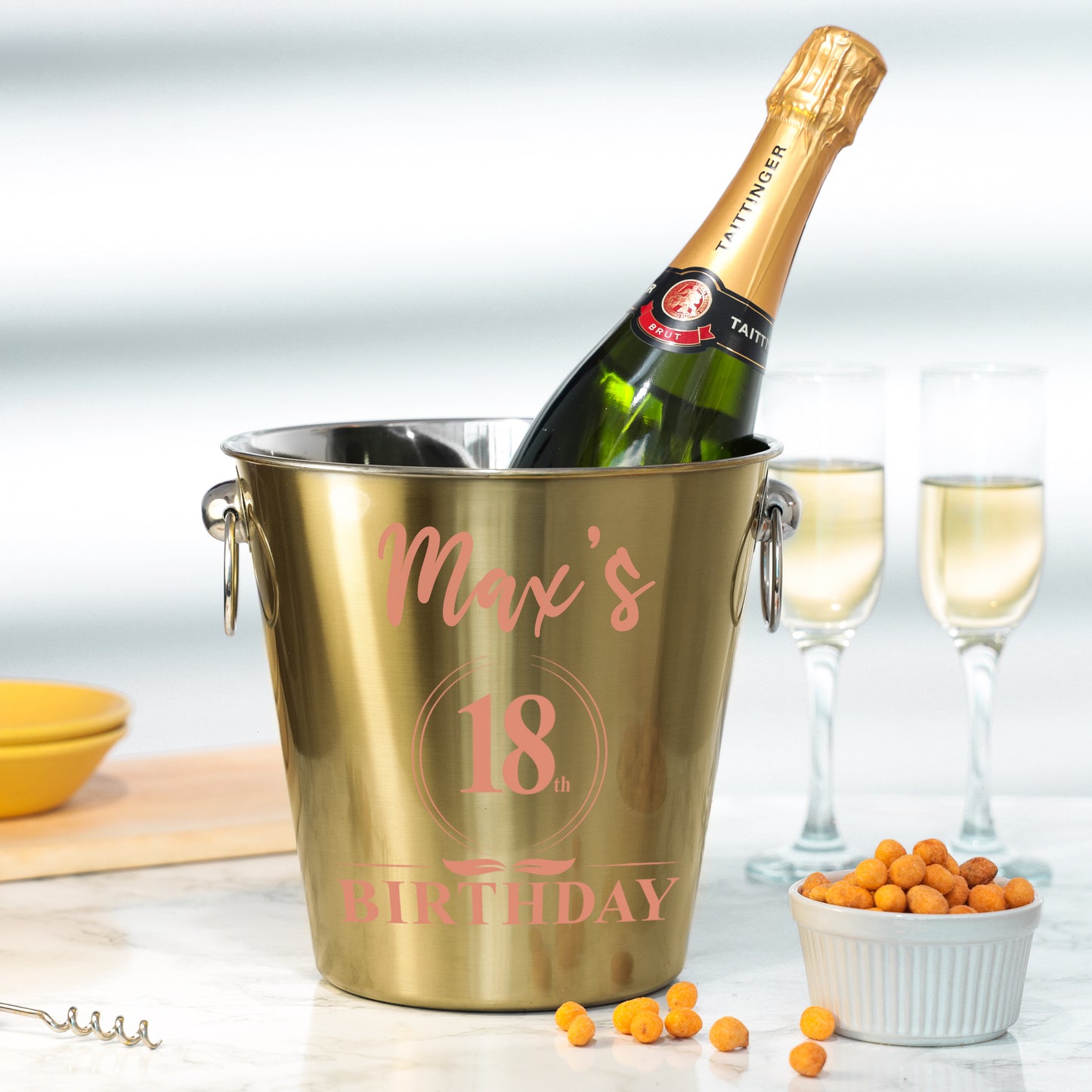 Personalised Gold Ice bucket 18th Birthday and Glass Gift with Name  - Always Looking Good -   