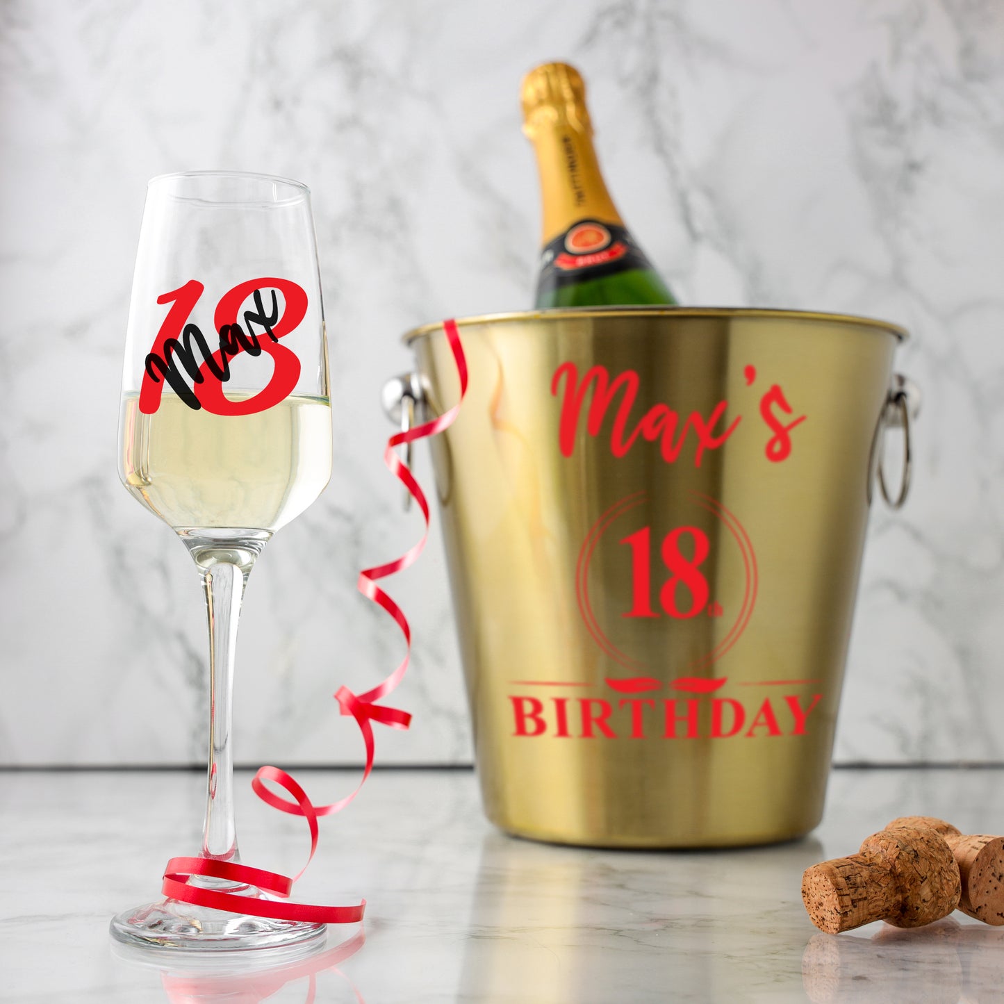 Personalised Gold Ice bucket 18th Birthday and Glass Gift with Name  - Always Looking Good - Ice Bucket and Glass  