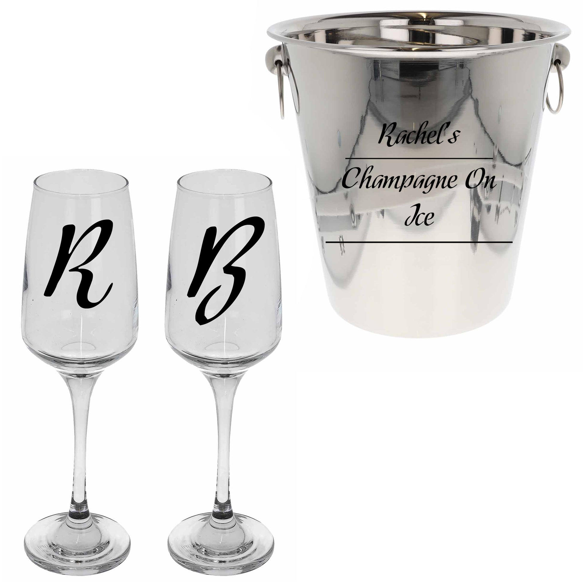 Personalised Drinks on Ice Bucket With matching Champagne or Beer Glasses  - Always Looking Good -   