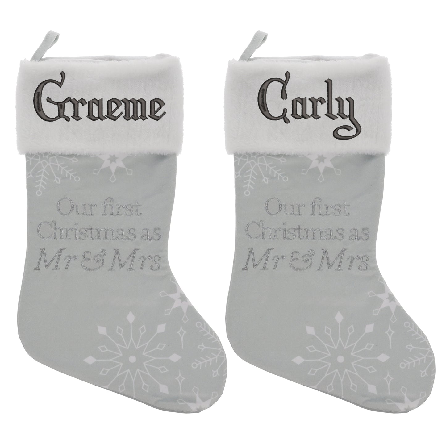 Embroidered Personalised Mr & Mrs First Christmas Stocking  - Always Looking Good -   