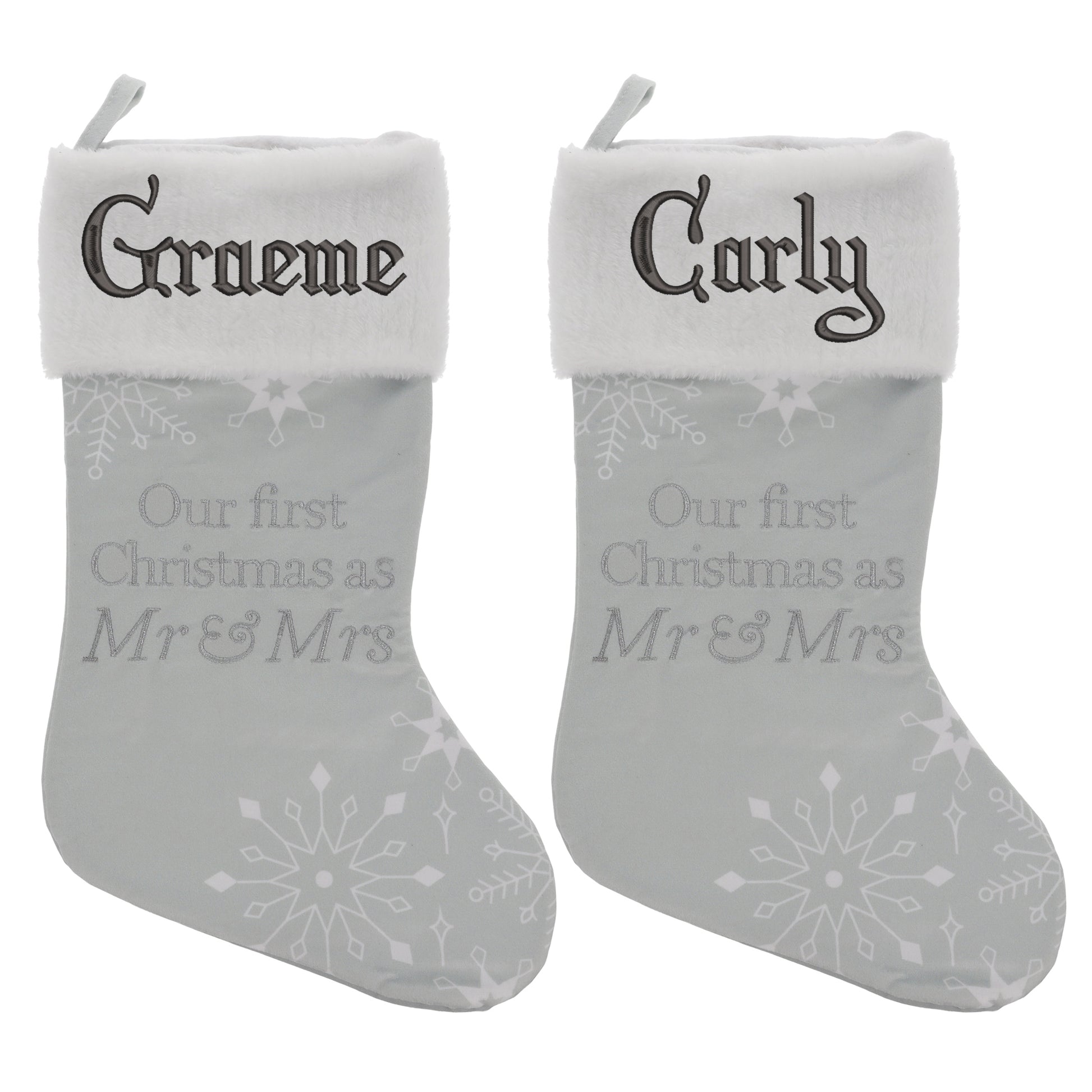 Embroidered Personalised Mr & Mrs First Christmas Stocking  - Always Looking Good -   