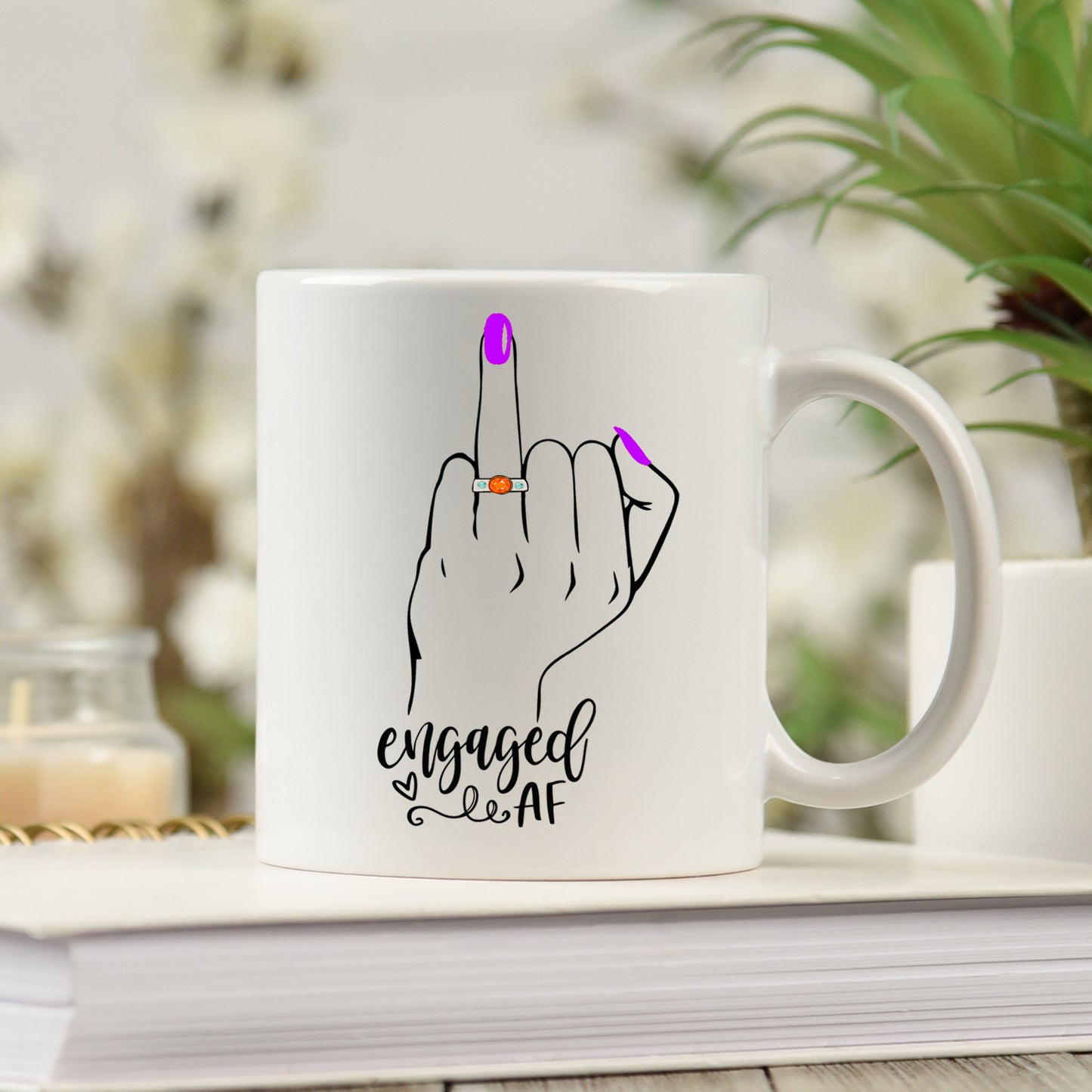 Funny Engagement Gifts Mug And/or Coaster Gift “Engaged AF | Does This Ring Make Me Look Engaged”