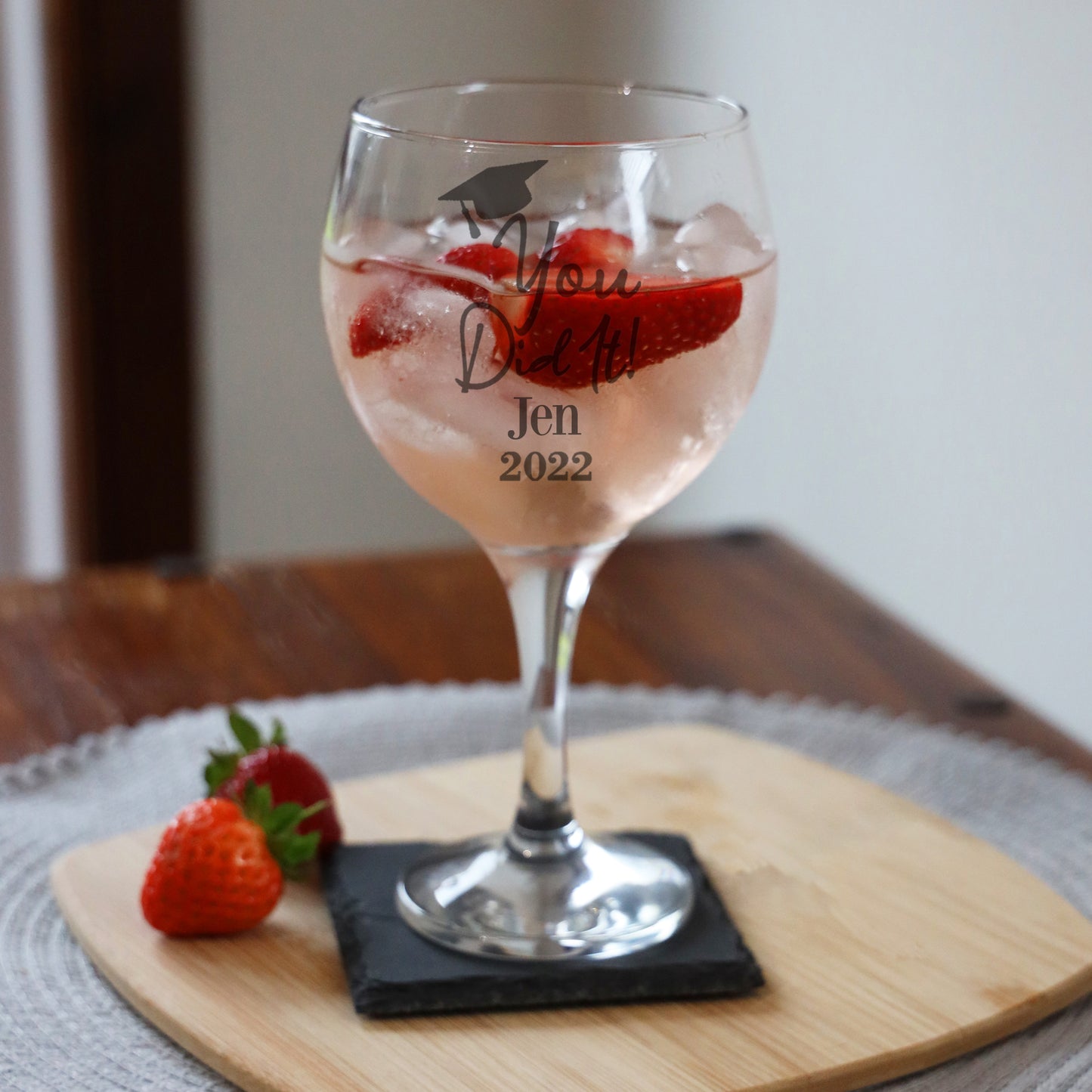 Personalised Engraved Graduation Chunky Gin Glass