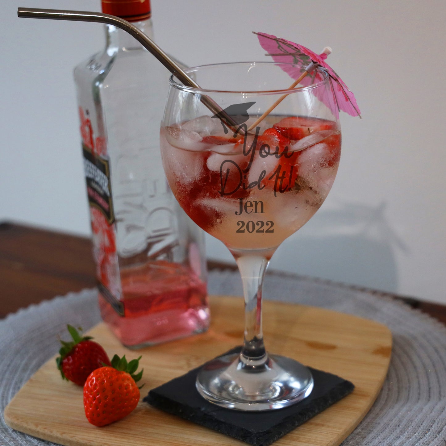 Personalised Engraved Graduation Chunky Gin Glass