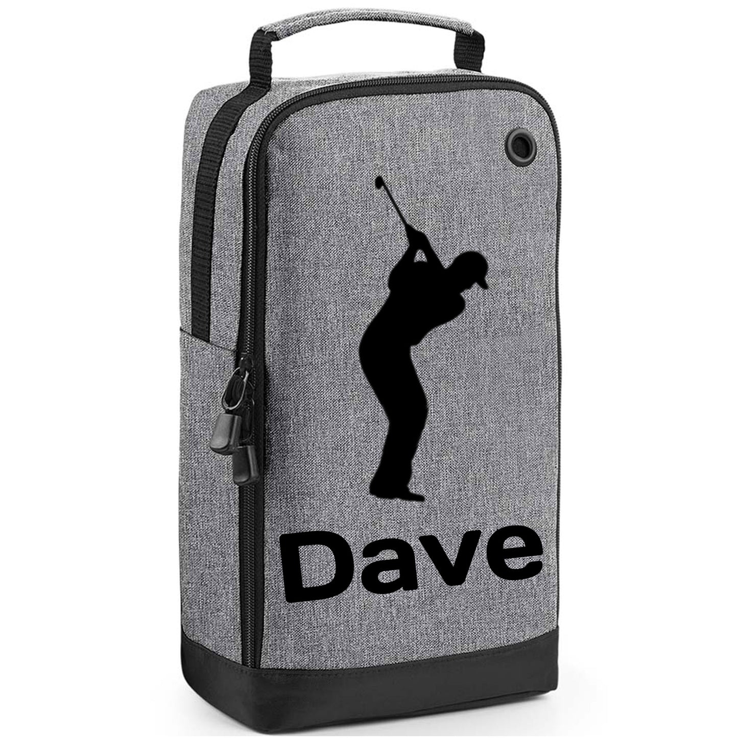 Personalised Golf Shoe Bag with Male Golfer & Name or Initials  - Always Looking Good - Grey  