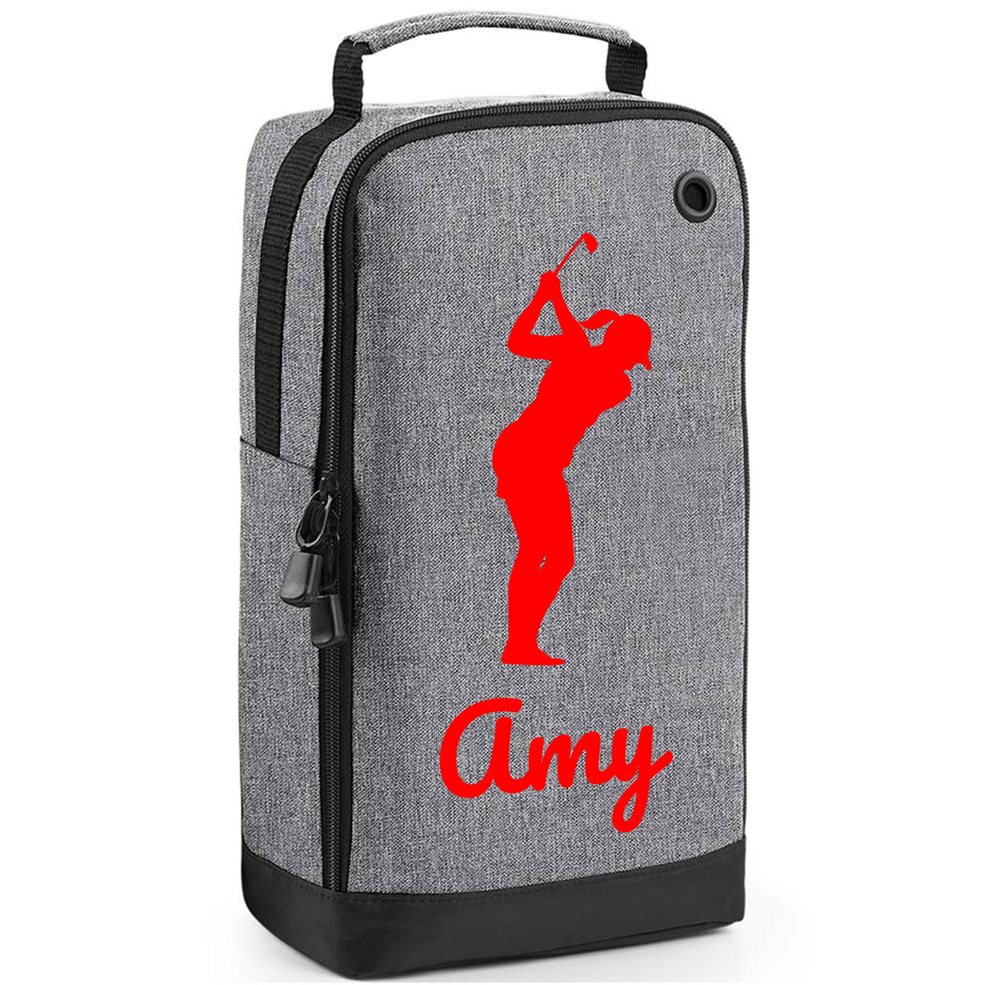 Personalised Golf Shoe Bag with Female Golfer & Name or Initials  - Always Looking Good - Grey  