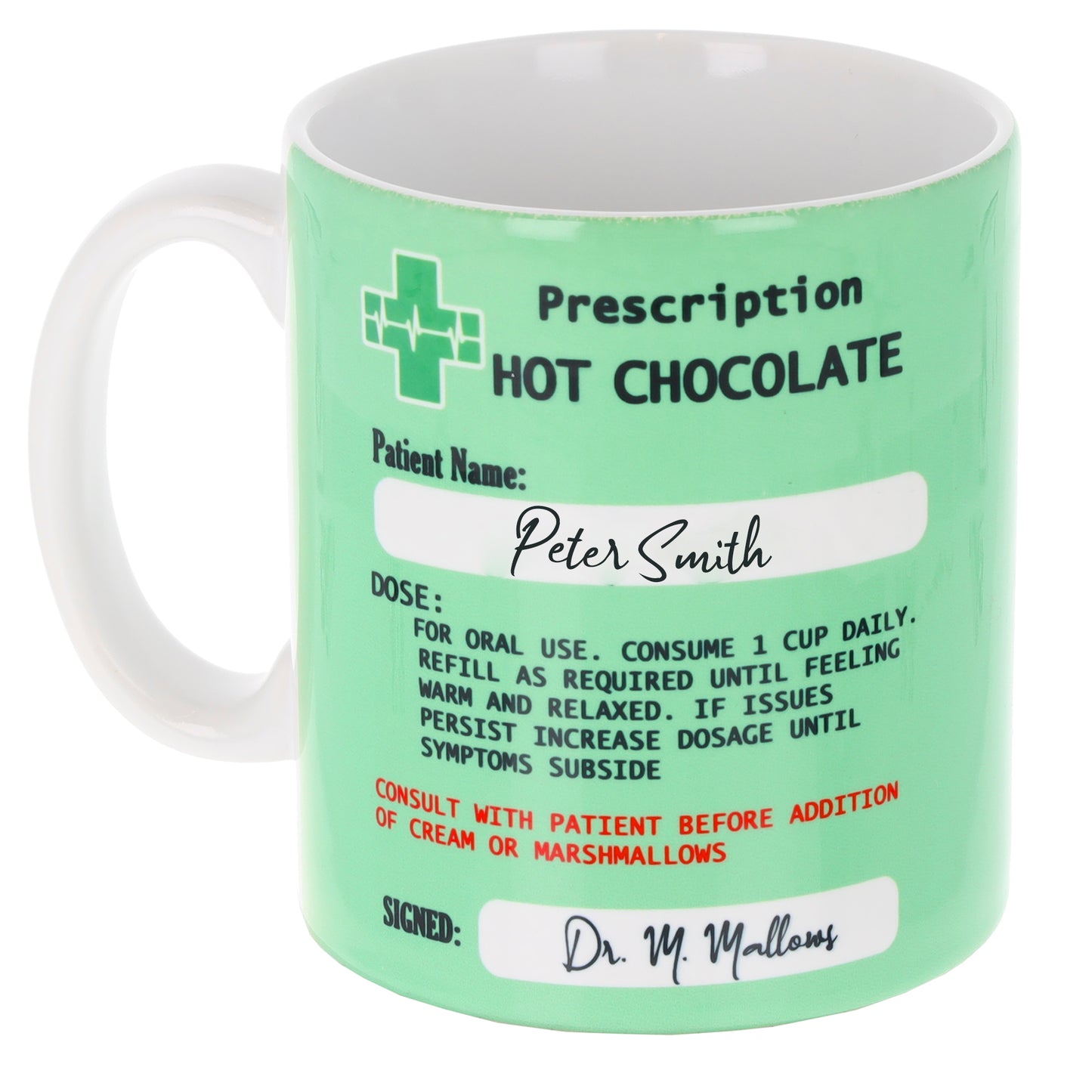 Personalised Prescription Hot Chocolate Mug and Coaster Gift Set