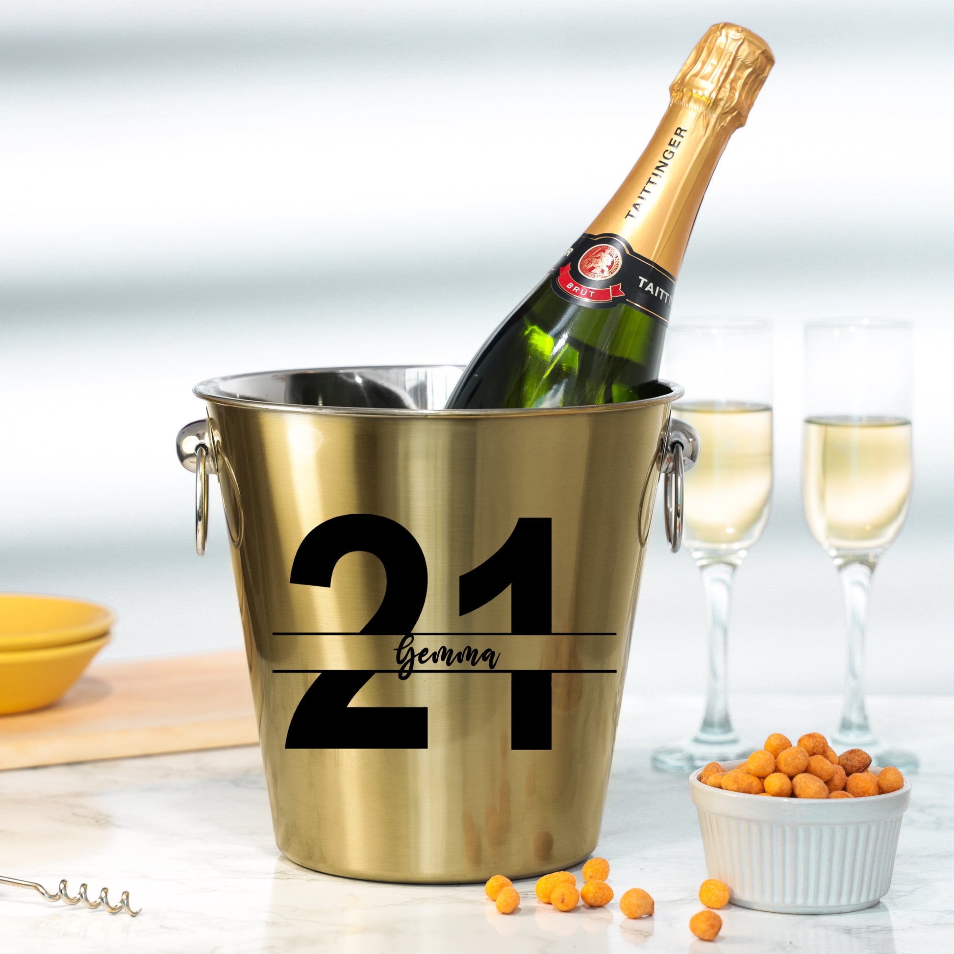 Personalised Gold Ice Bucket 21st Birthday & Glass Gift with Name  - Always Looking Good -   