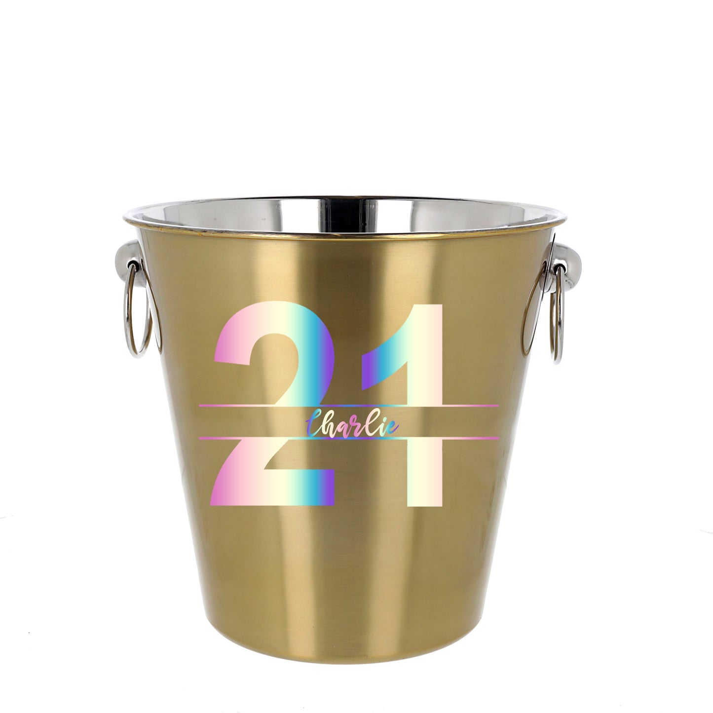 Personalised Gold Ice Bucket 21st Birthday & Glass Gift with Name  - Always Looking Good -   