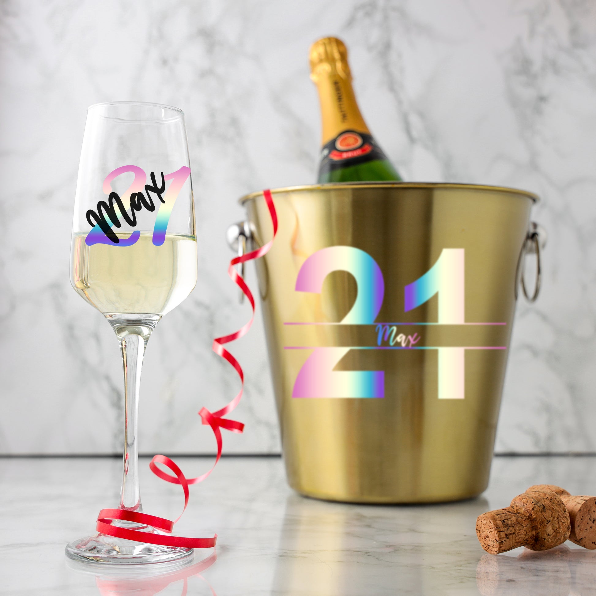 Personalised Gold Ice Bucket 21st Birthday & Glass Gift with Name  - Always Looking Good -   