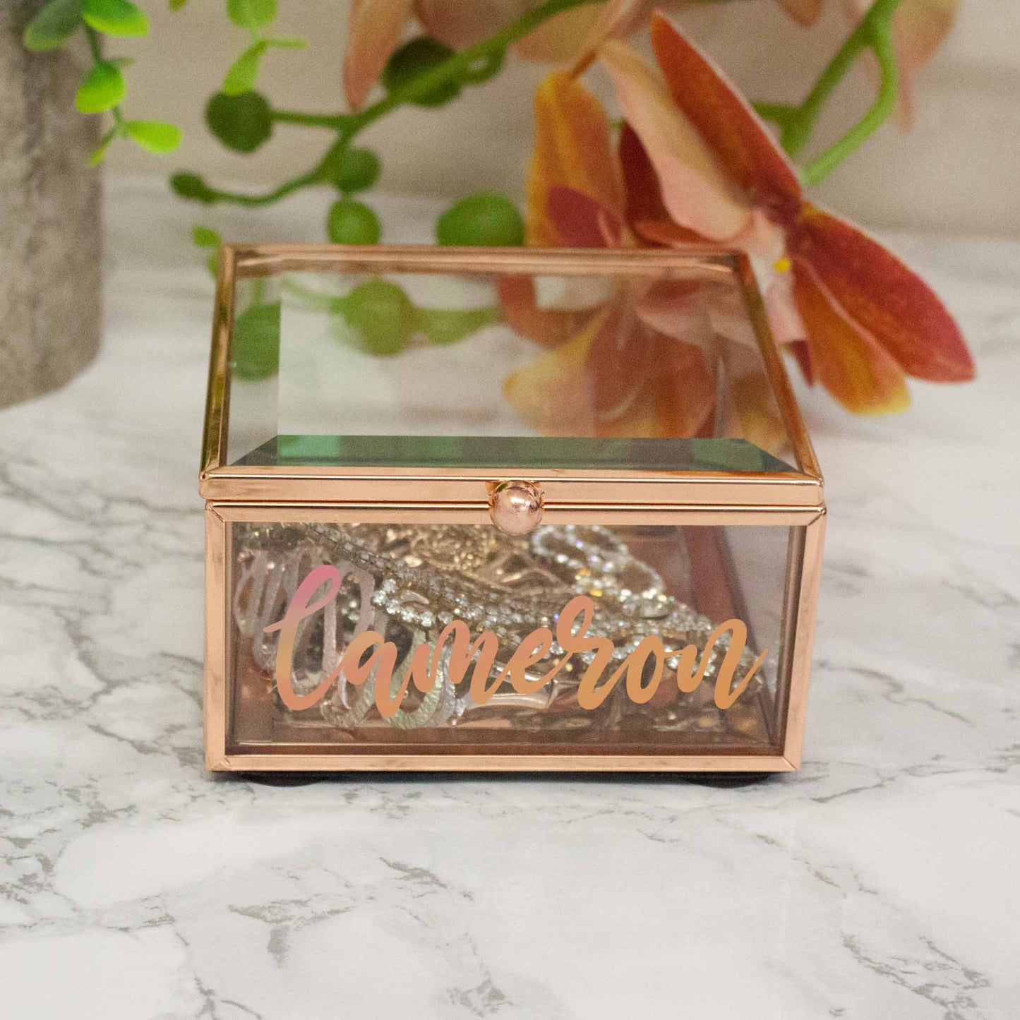 Personalised Rose Gold Glass Mirrored Jewellery Trinket Box  - Always Looking Good -   