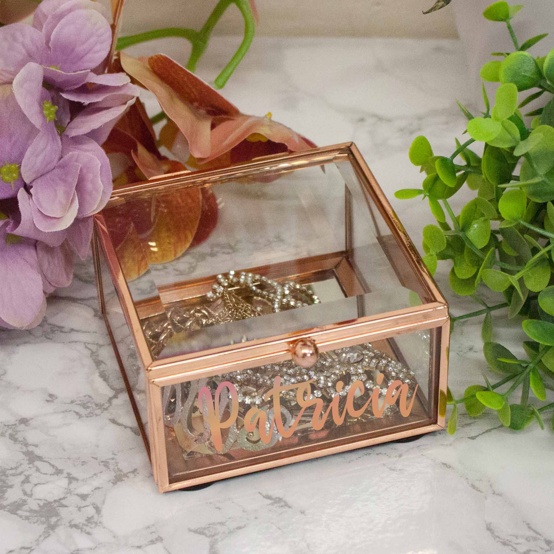 Personalised Rose Gold Glass Mirrored Jewellery Trinket Box  - Always Looking Good -   