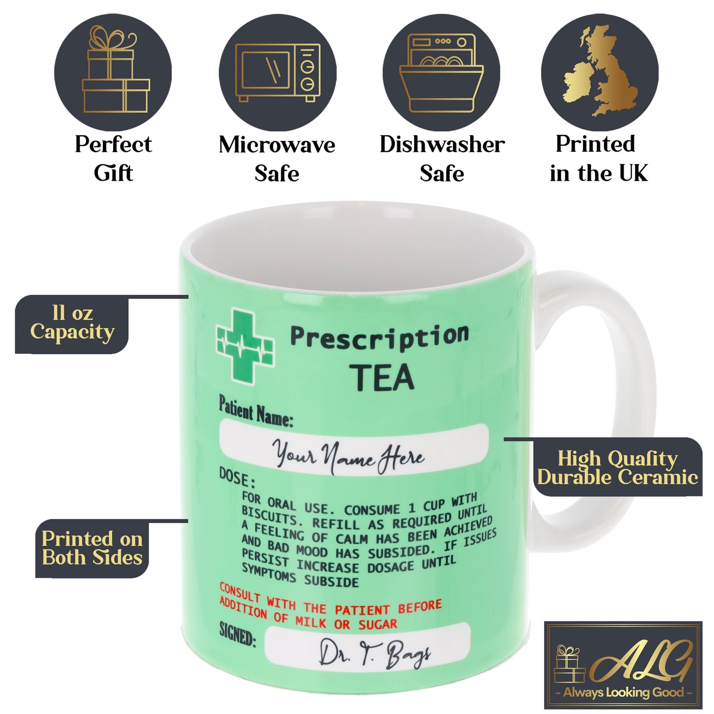 Personalised Tea Prescription Mug & Coaster Gift Set