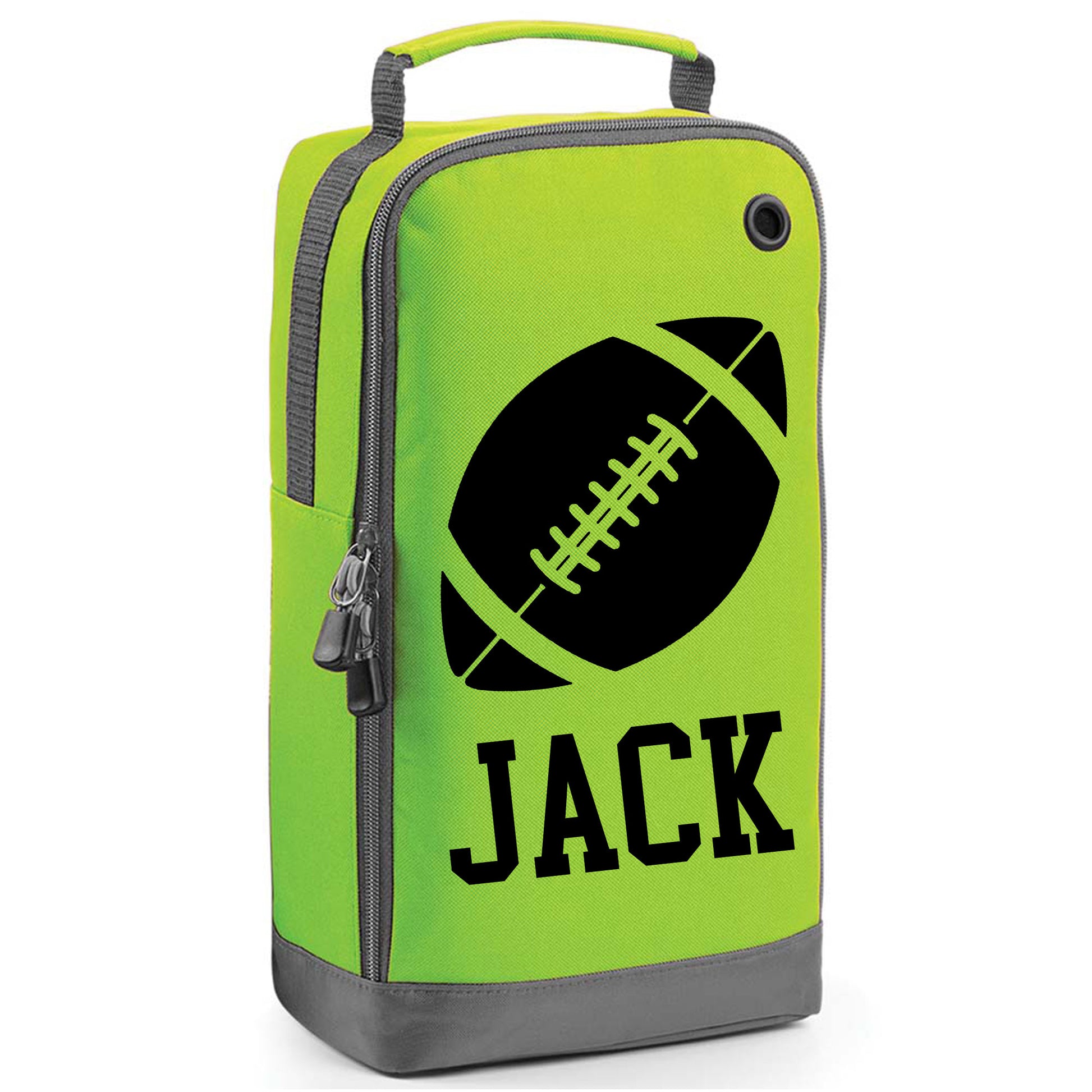 Personalised Rugby/ American Football Boot Bag with Design & Name  - Always Looking Good - Lime Green  