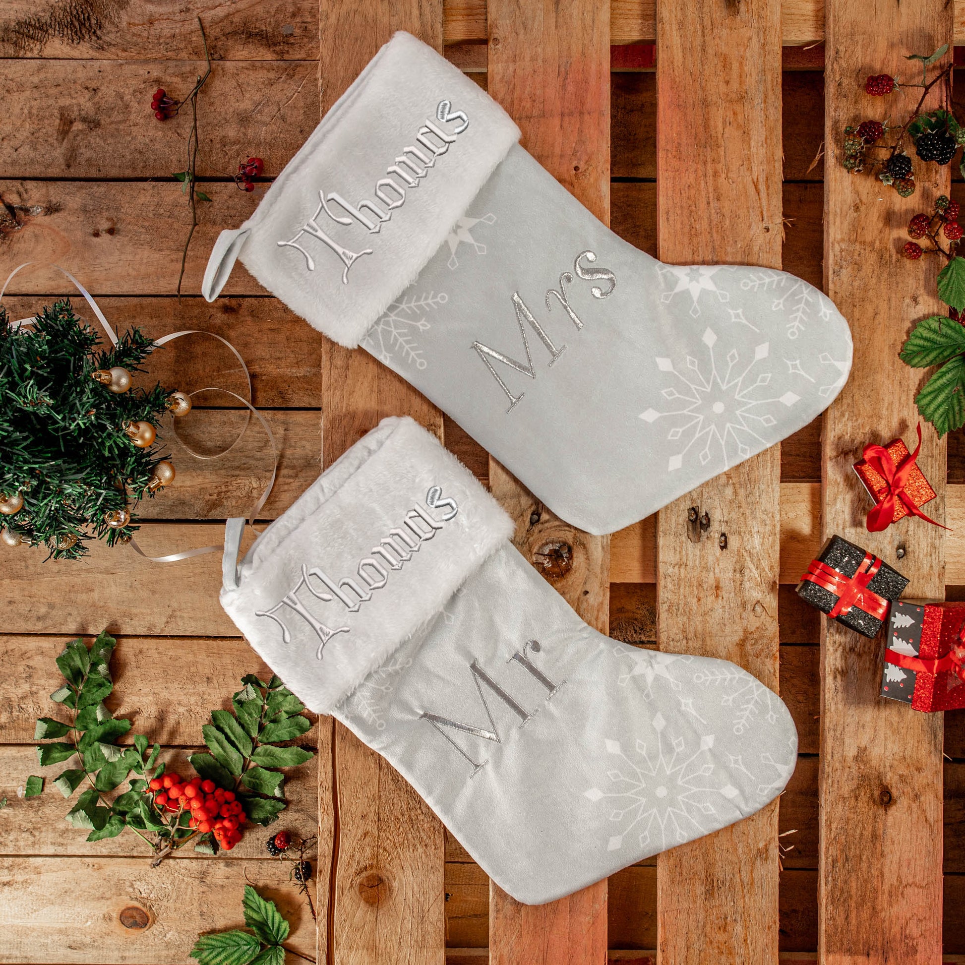 Embroidered Personalised Mr & Mrs, Mr & Mr, Mrs & Mrs Christmas Stocking  - Always Looking Good -   