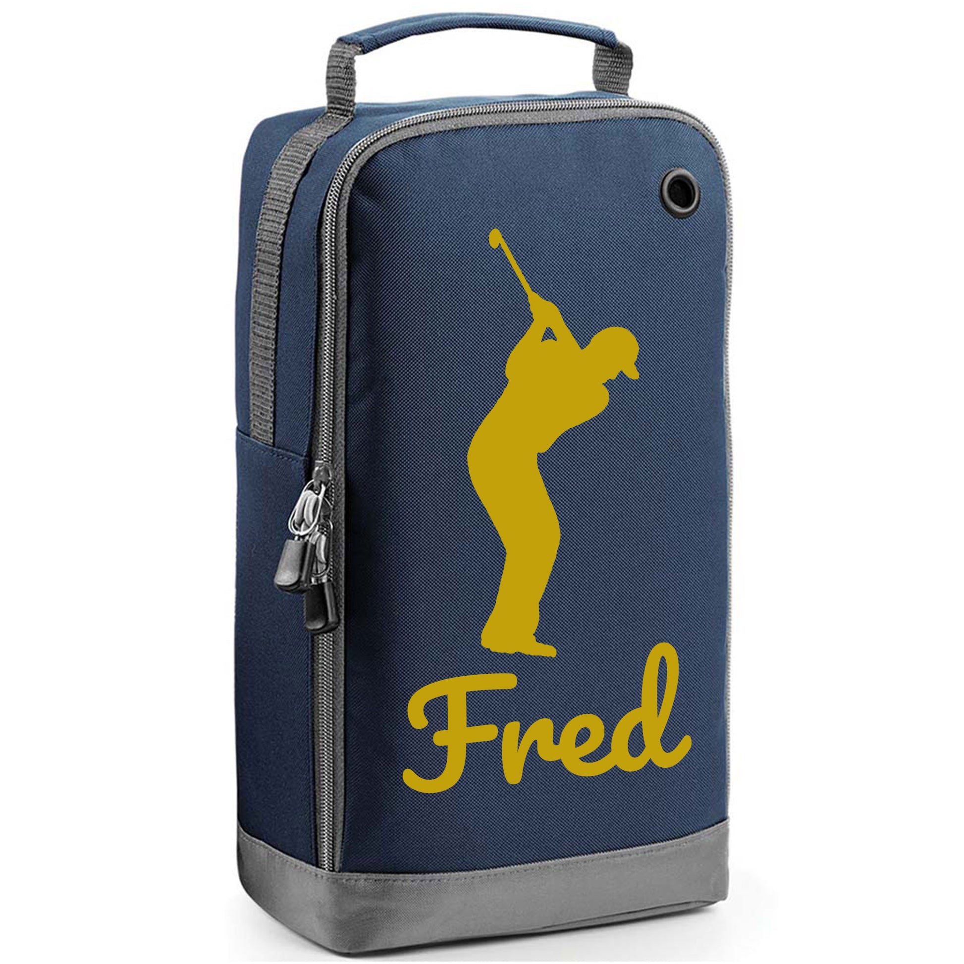 Personalised Golf Shoe Bag with Male Golfer & Name or Initials  - Always Looking Good - Navy  