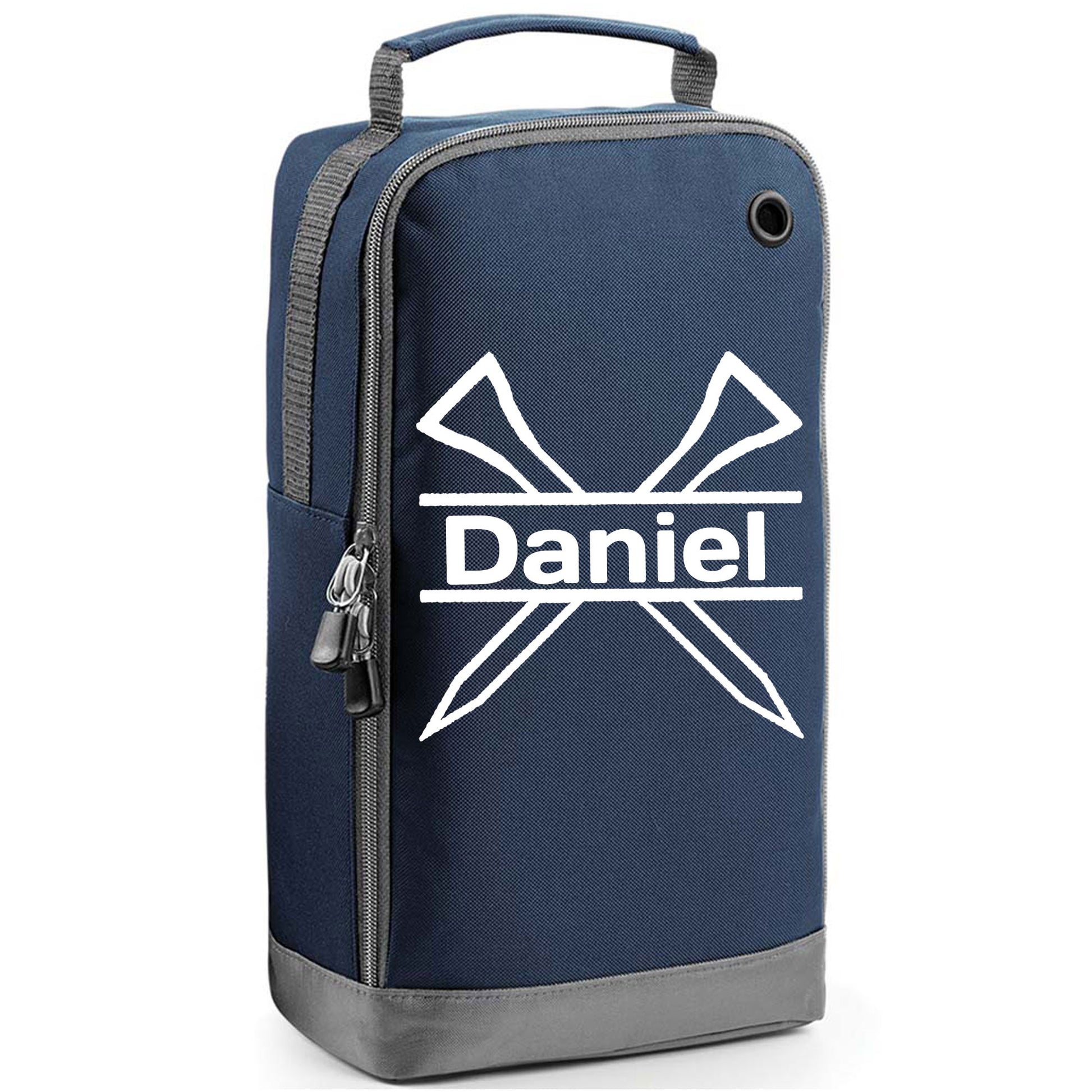 Personalised Golf Shoe Bag with Crossed Tees & Name or Initials  - Always Looking Good - Navy  