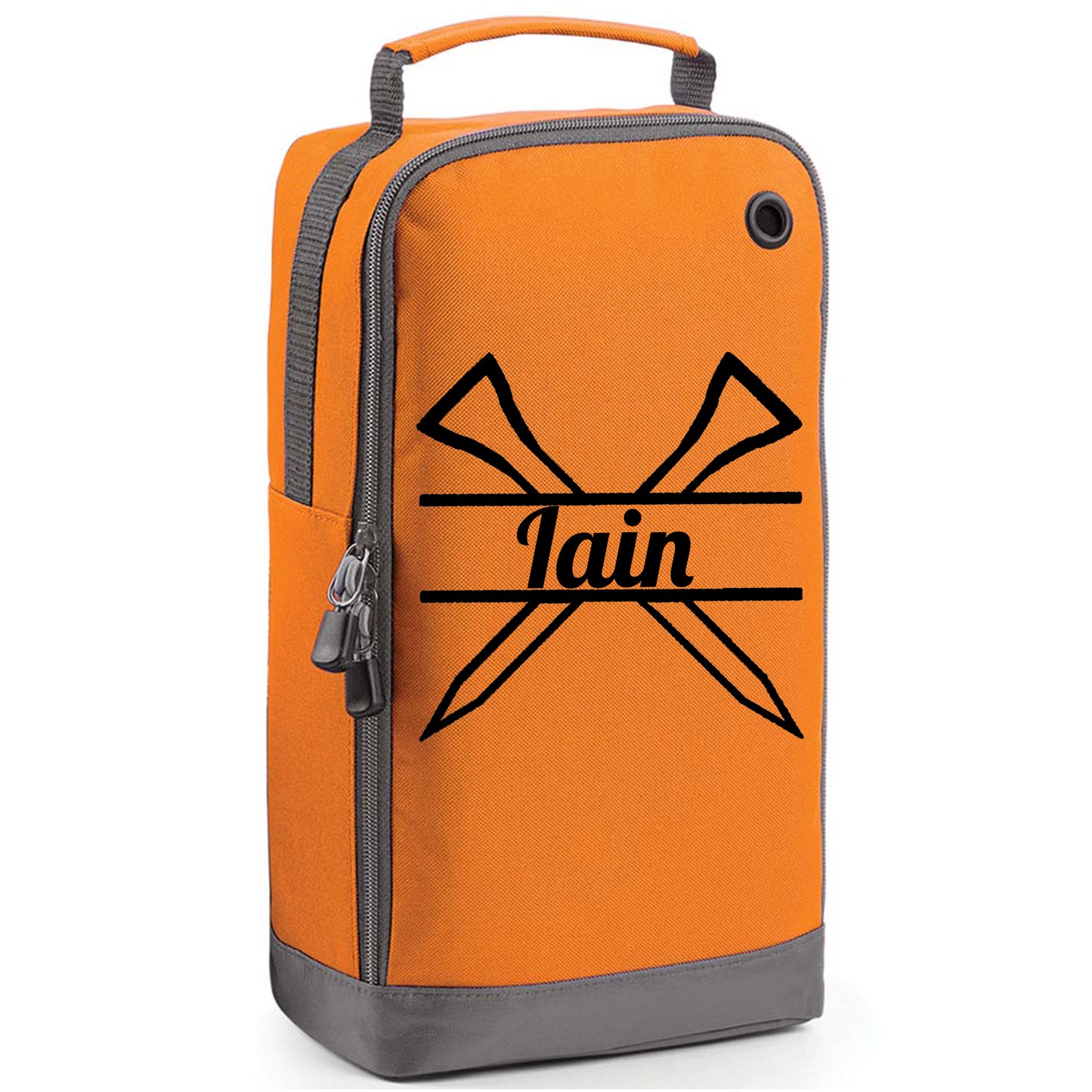 Personalised Golf Shoe Bag with Crossed Tees & Name or Initials  - Always Looking Good - Orange  