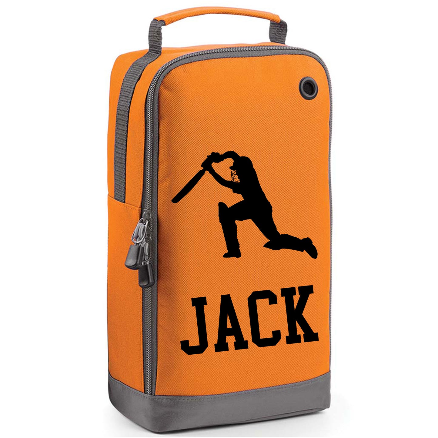 Personalised Cricket Shoe Bag with Design & Name  - Always Looking Good - Orange  