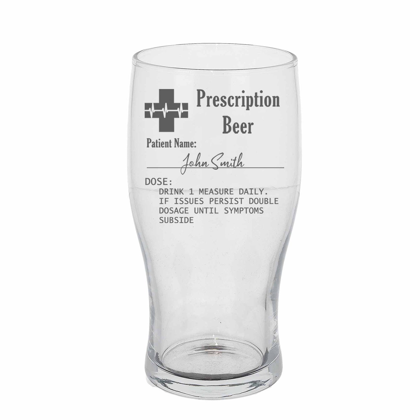 Personalised Engraved Prescription Beer Glass with any Name