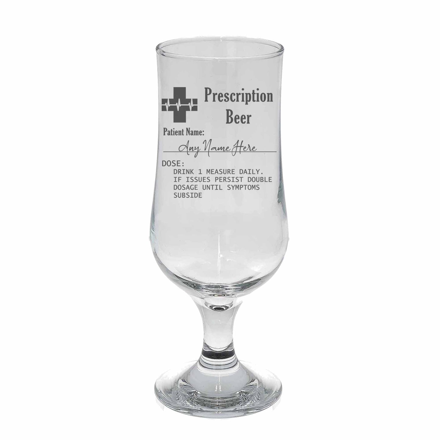 Personalised Engraved Prescription Beer Glass with any Name