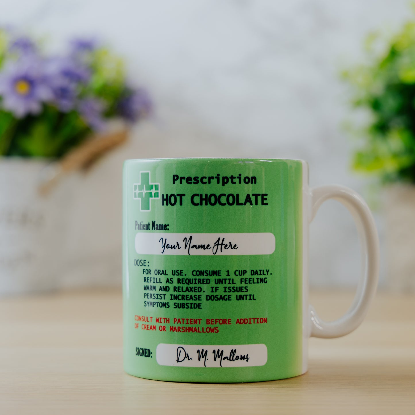 Personalised Prescription Hot Chocolate Mug and Coaster Gift Set