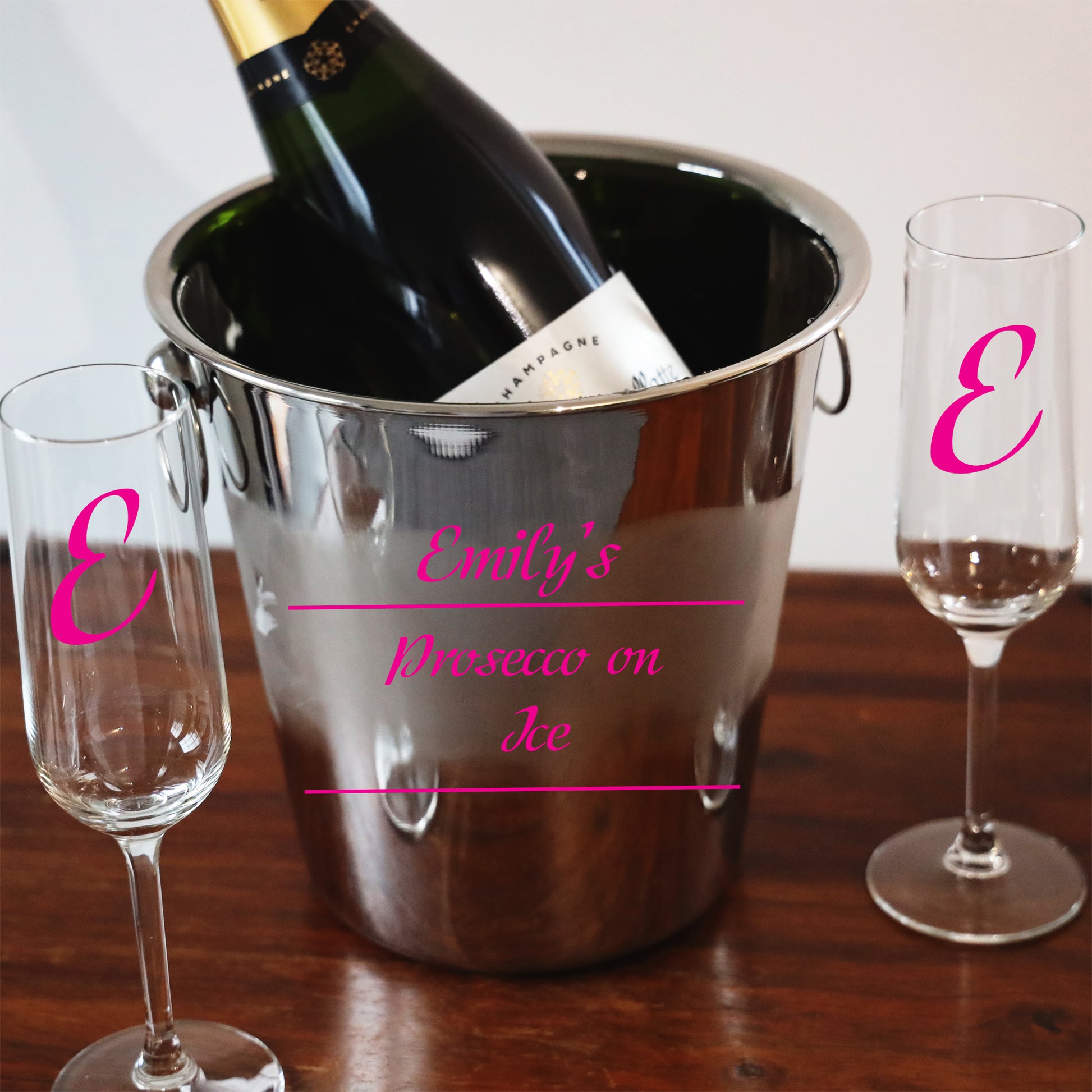 Personalised Drinks on Ice Bucket With matching Champagne or Beer Glasses  - Always Looking Good -   