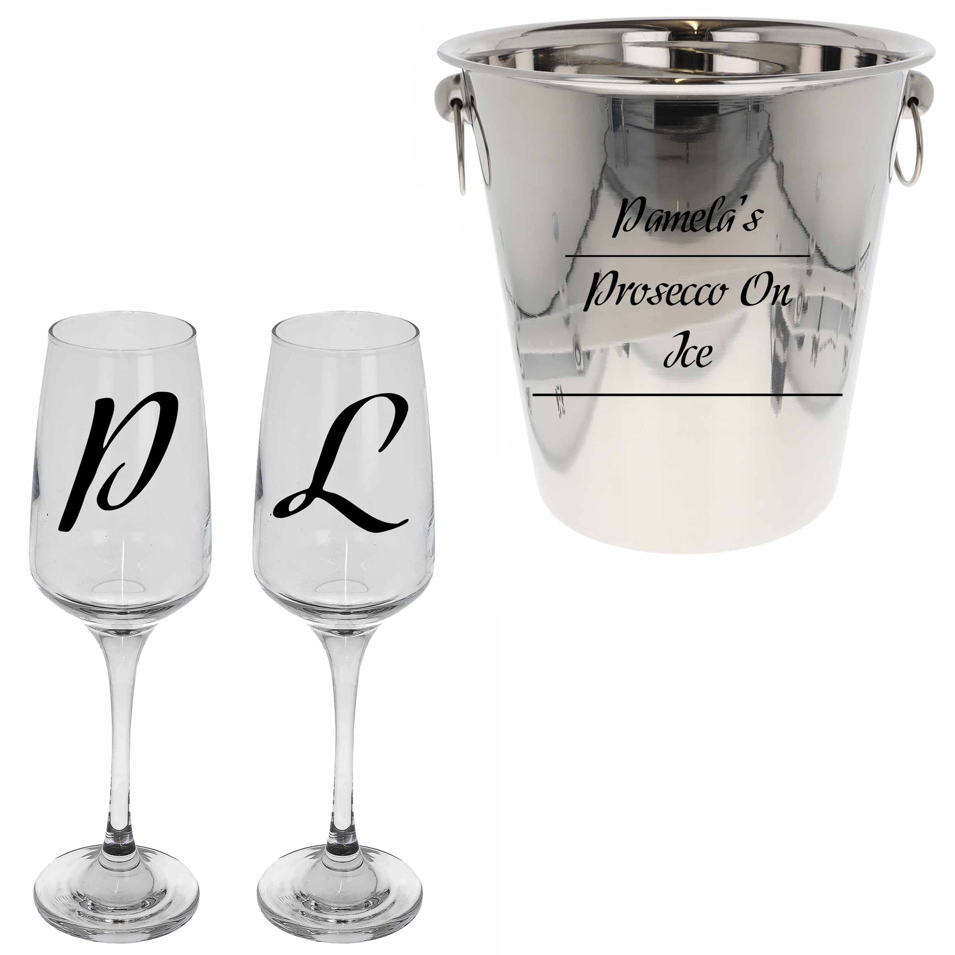 Personalised Drinks on Ice Bucket With matching Champagne or Beer Glasses  - Always Looking Good -   