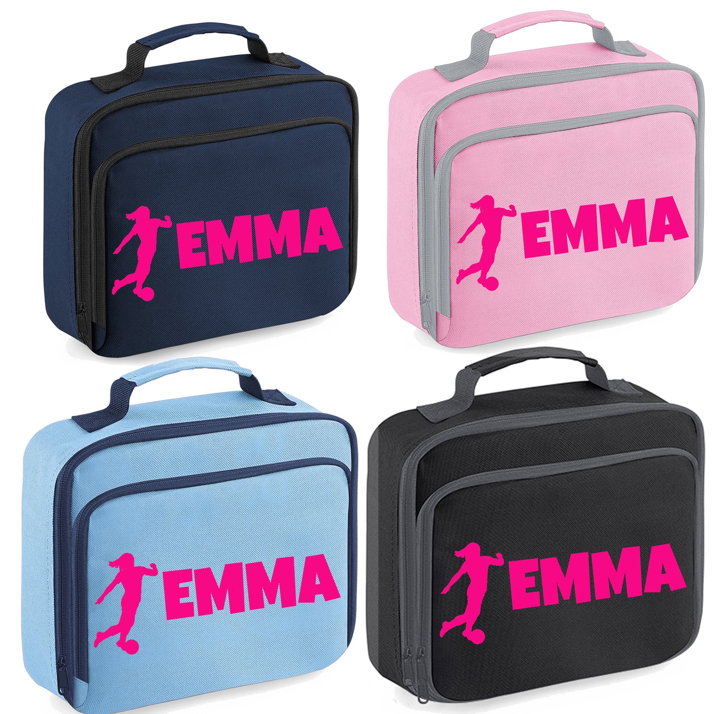 Personalised Lunch Bag with Football Design Childs School Lunch Box