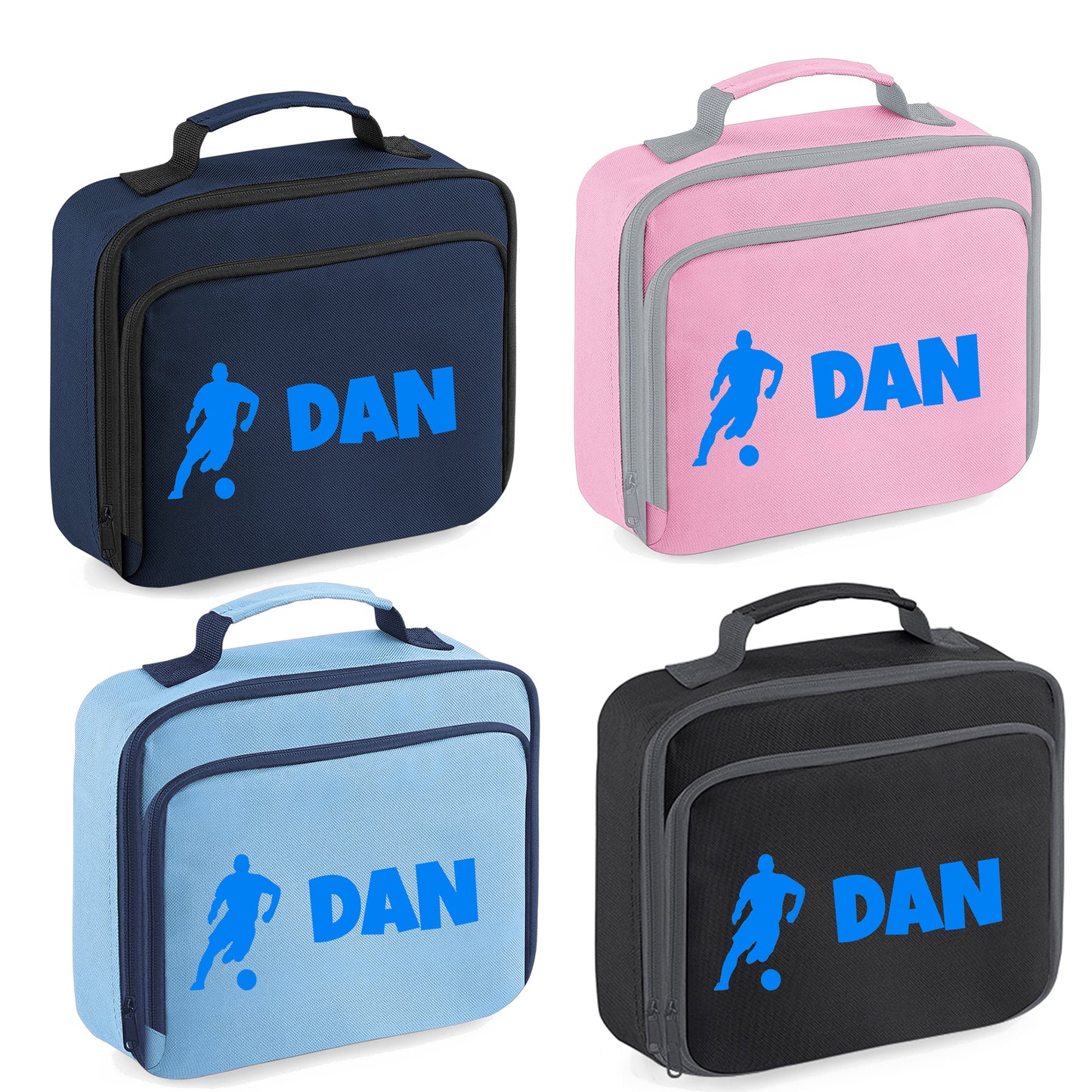 Personalised Lunch Bag with Football Design Childs School Lunch Box