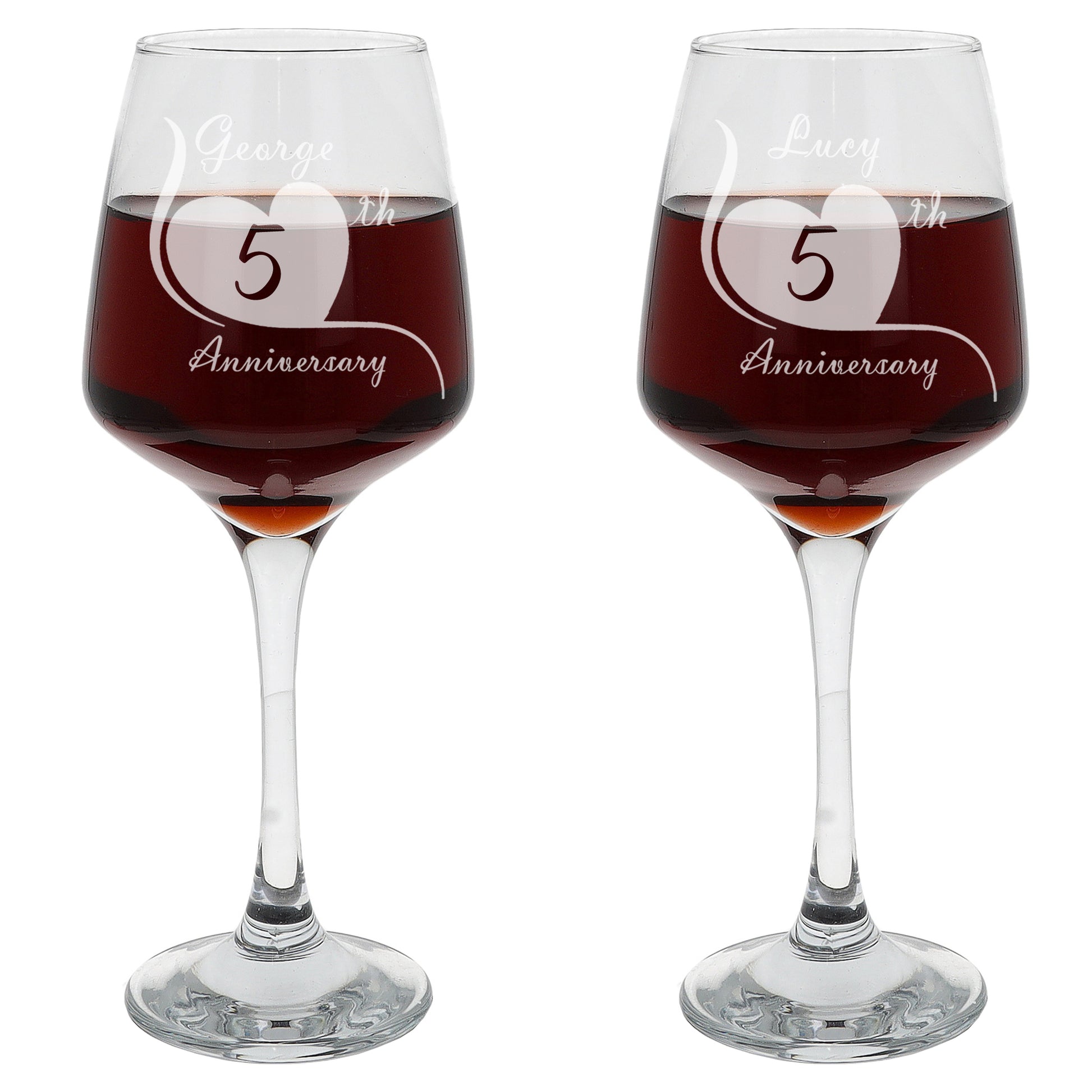 Engraved 5th Wood Wedding Anniversary - Personalised Wine Glass Gift Set  - Always Looking Good -   