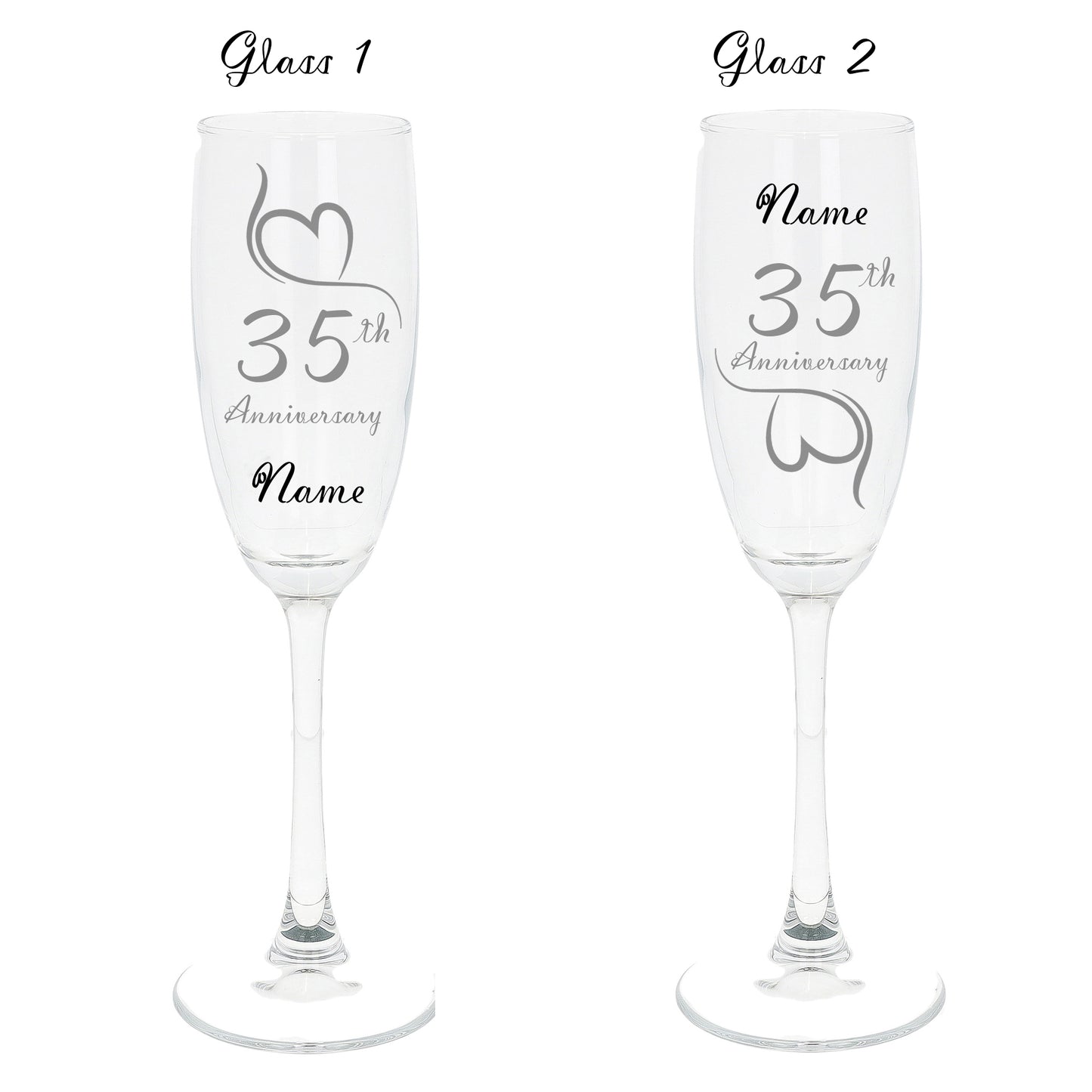 Engraved 35th Coral Wedding Anniversary Personalised Engraved Champagne Glass Gift Set  - Always Looking Good -   