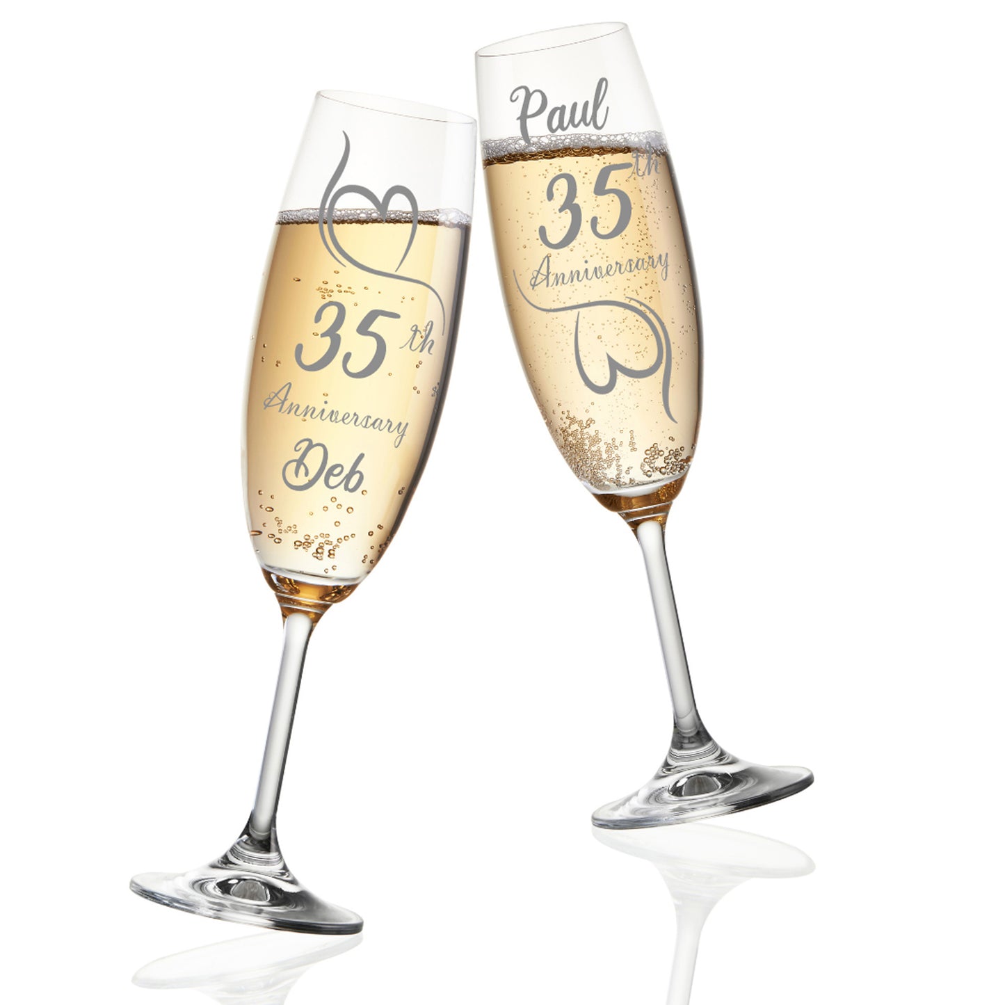 Engraved 35th Coral Wedding Anniversary Personalised Engraved Champagne Glass Gift Set  - Always Looking Good -   