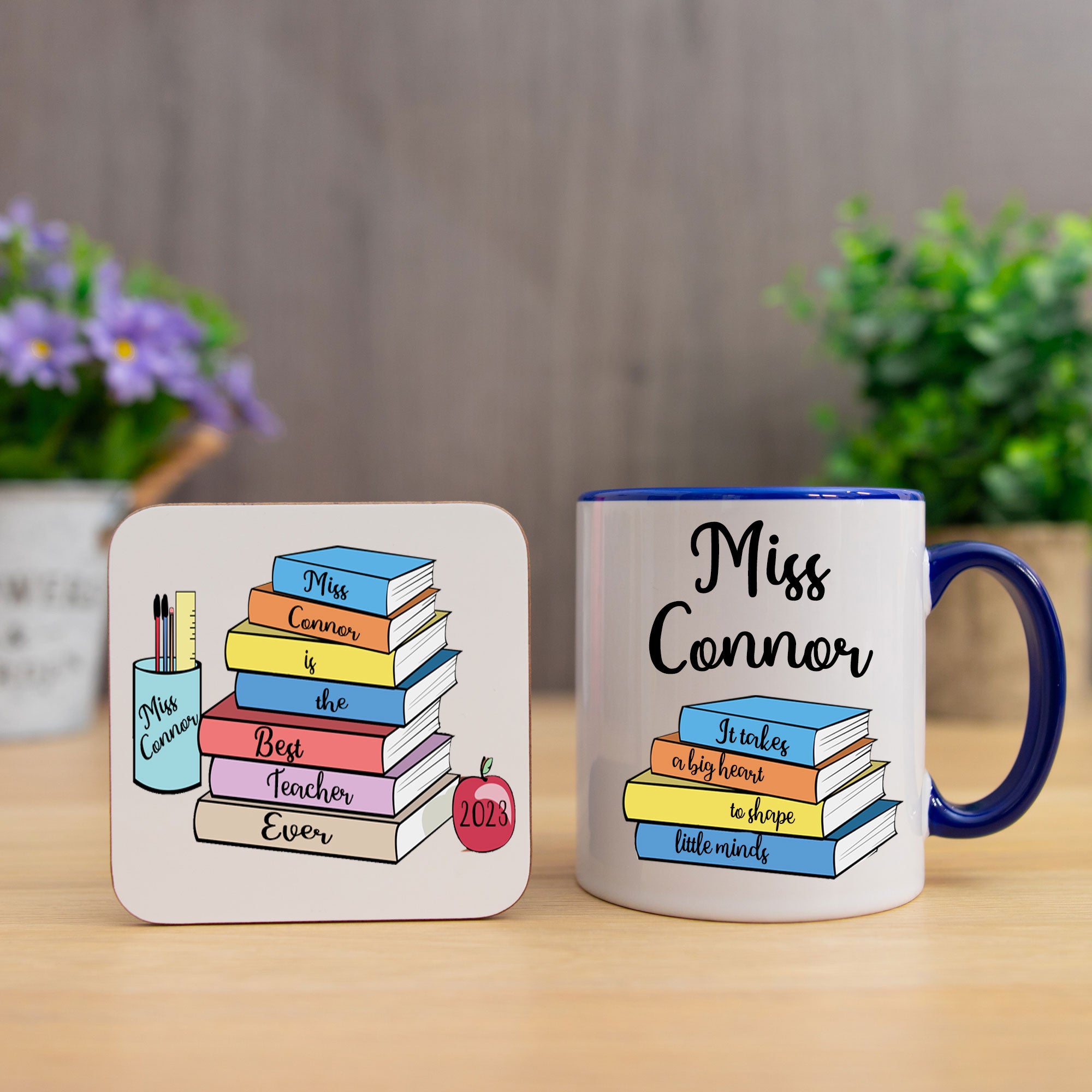 Personalised Teacher Thank You Gift Filled Mug and Coaster Set